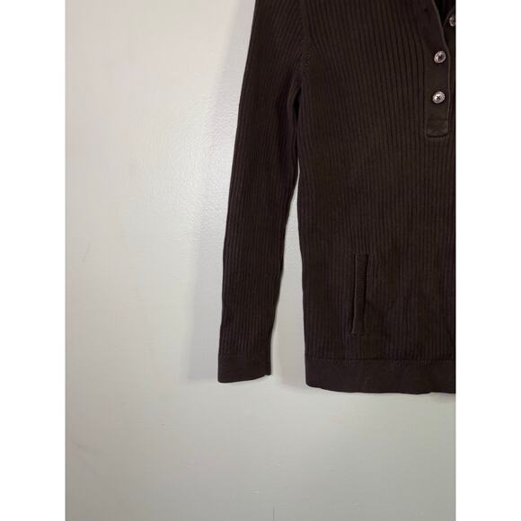 LAUREN Ralph Lauren sweater Brown Size Medium 3/4 Button Long Sleeve - Picture 14 of 15